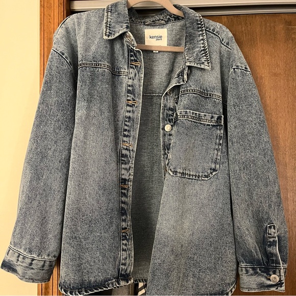 Kensie Shirt Denim Jacket with Hidden Side Pockets Acid Wash Women's XL - Picture 3 of 9